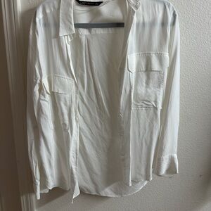 Zara Cream Button-Up Blouse